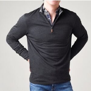 Mizzen Main Pullover Sweater Shirt Dark Gray 1/4 Zip Performance Stretch Med